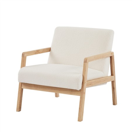 Fauteuil BONIFACIO en tissu bouclette blanc