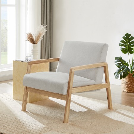 Fauteuil BONIFACIO en tissu gris clair