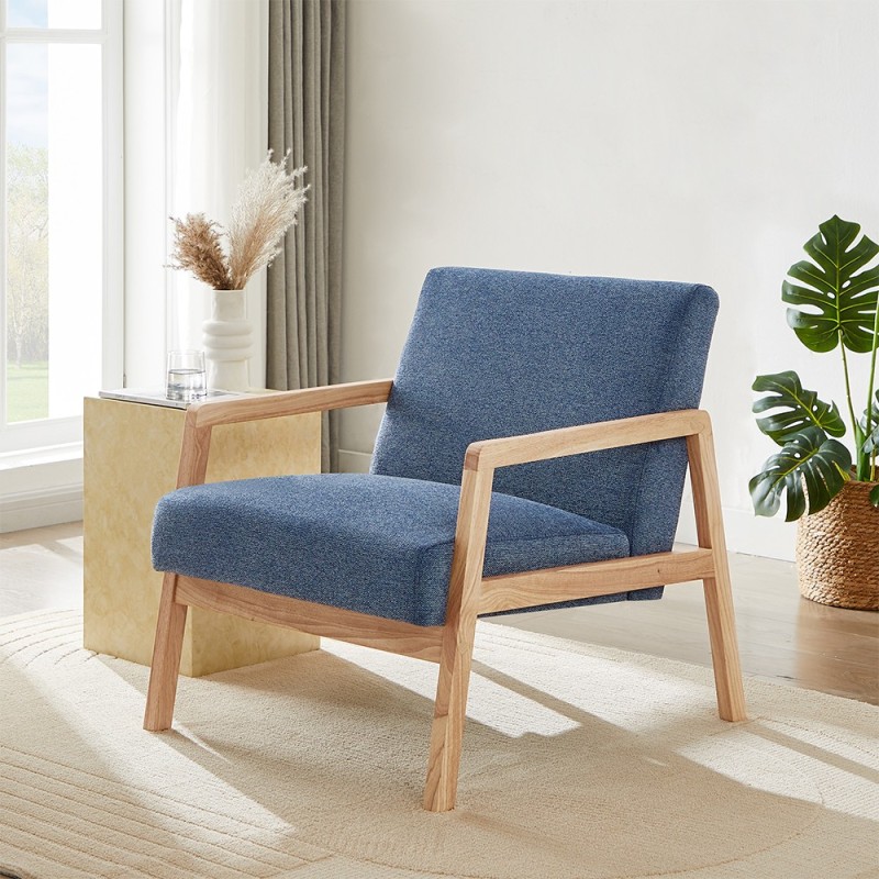 Fauteuil BONIFACIO en tissu bleu