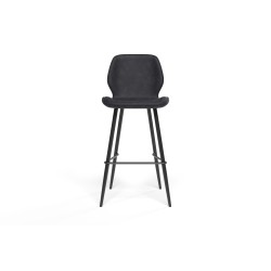 Lot de 2 tabourets de bar ETHAN en PU noir