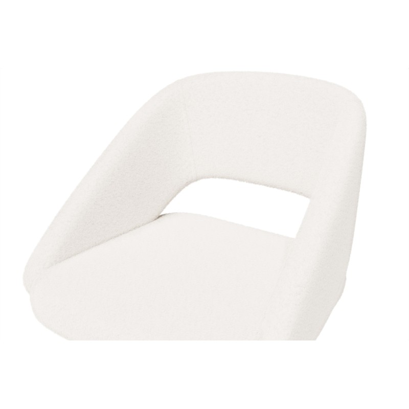 Lot de 2 tabourets de bar LENNY en tissu bouclette blanc piètement en métal doré