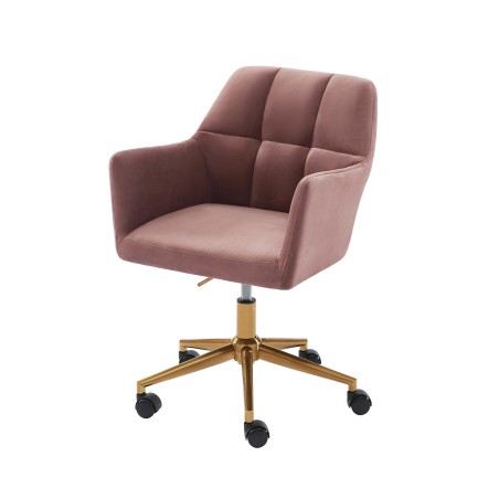 Fauteuil MONACO en velours rose avec pieds dorés
