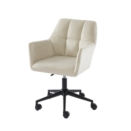 Fauteuil MONACO en velours blanc cassé avec pieds noirs