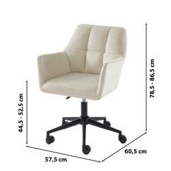 Fauteuil MONACO en velours blanc cassé avec pieds noirs