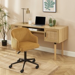 Fauteuil BARNABE en velours côtelé ocre