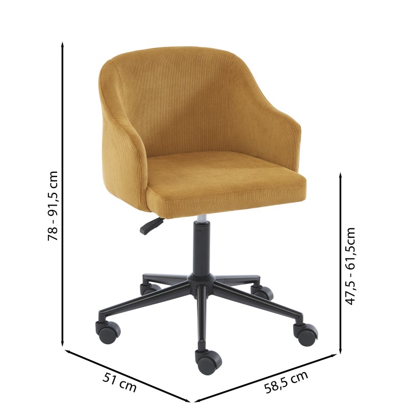 Fauteuil BARNABE en velours côtelé ocre