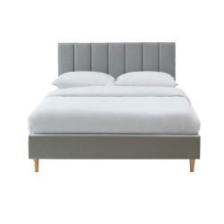 Lit coffre MARIUS tissu gris 140x190 cm