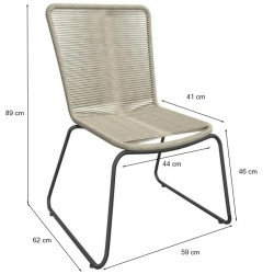 Lot 6 chaises de jardin ERIN en métal et cordecoloris naturel