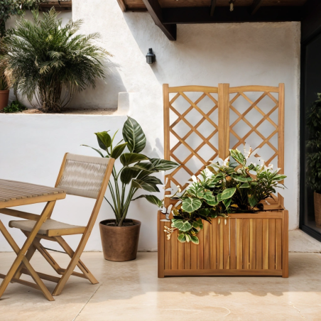 Jardinière avec treillis MIRIen bois d'acacia 87x43,5x130 cm