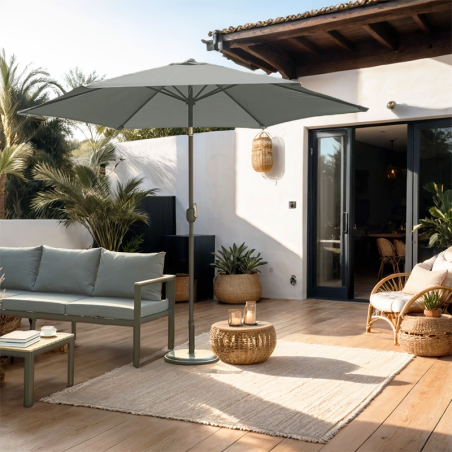 Parasol droit PANTONE rond diamètre 3m - toile gris ardoise