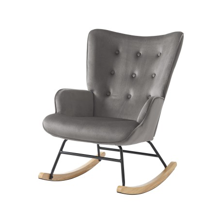 Fauteuil SUZIE velours gris rocking chair
