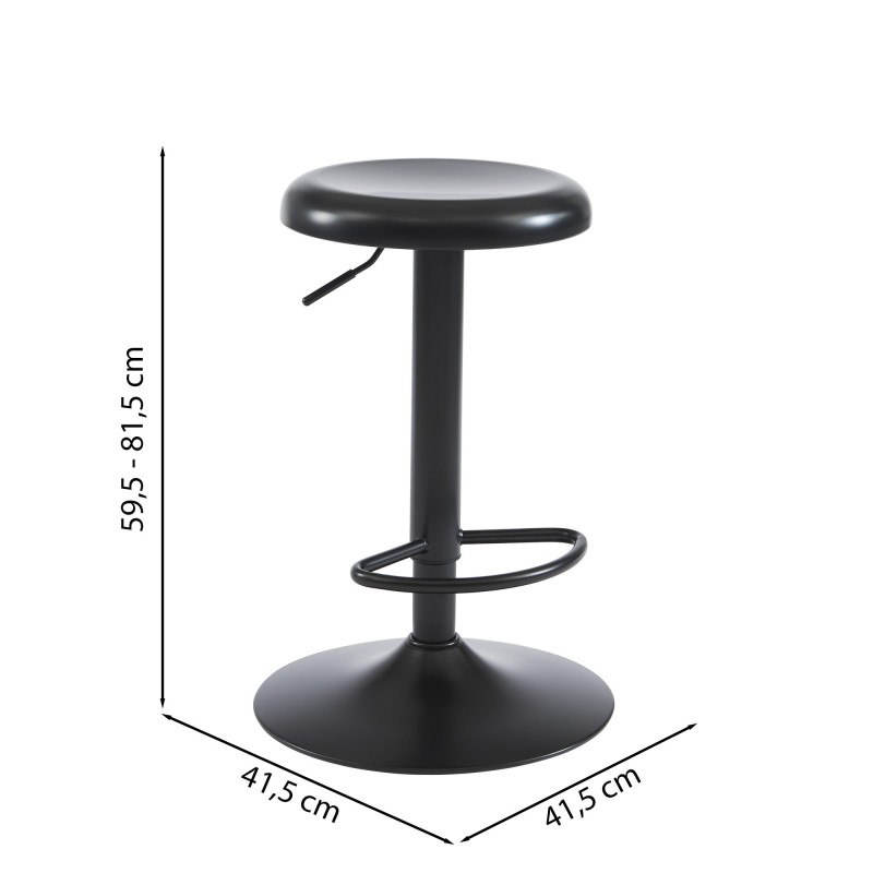 Lot de 2 tabourets HOLY métal noir mat