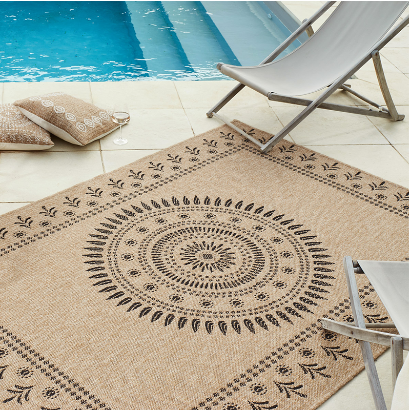 Tapis d'extérieur PALMA marron et noir aspect jute 160x230 cm