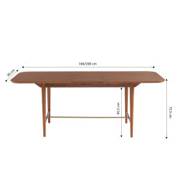 Table à manger extensible JILL placage frêne 160 à 200cm