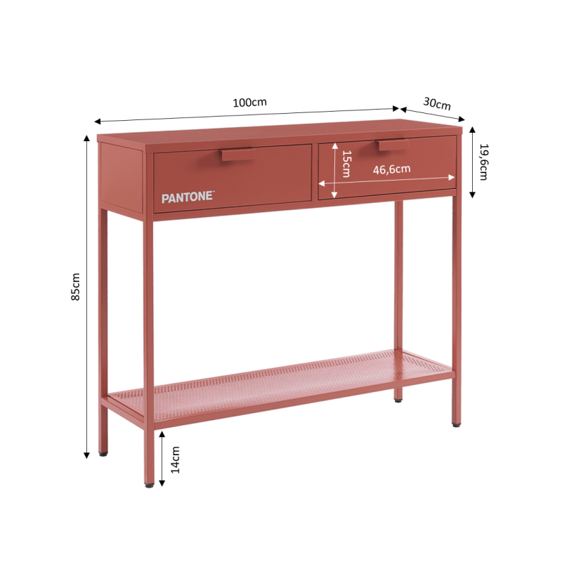 Console PANTONE métal terracotta 100cm