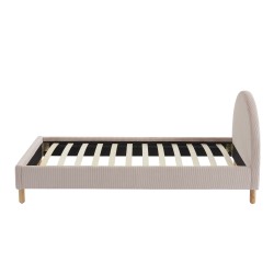 Lit enfant MAGNUS velours cotelé rose poudré 90x190 sommier inclus