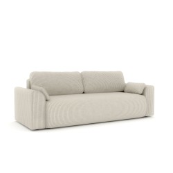 Canapé droit CAPUCINS convertible velours cotêlé beige 3 places
