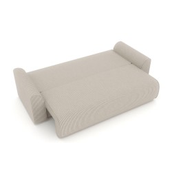 Canapé droit CAPUCINS convertible velours cotêlé beige 3 places