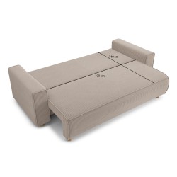 Canapé droit CHARTRONS convertible velours côtelé grège 3 places