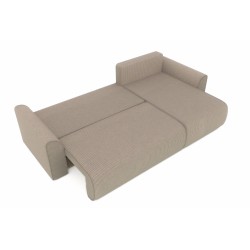 Canapé angle CAPUCINS convertible velours côtelé grège 4 places