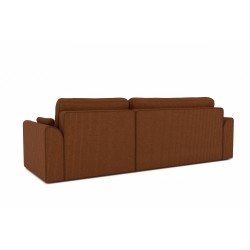 Canapé angle CAPUCINS convertible velours côtelé terracotta 4 places