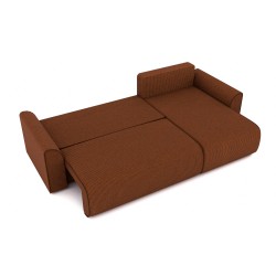 Canapé angle CAPUCINS convertible velours côtelé terracotta 4 places