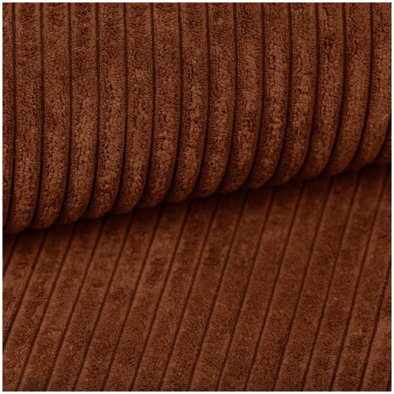 Canapé droit CAPUCINS le velours cotêlé terracotta 3 places