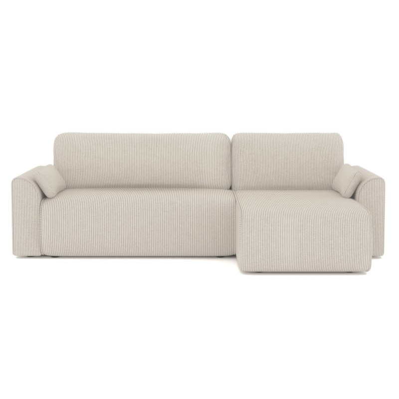 Canapé angle CAPUCINS convertible velours côtelé beige 4 places