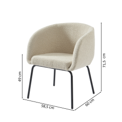 Fauteuil BELORA en tissu bouclette beige