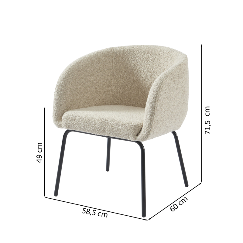 Fauteuil BELORA en tissu bouclette beige