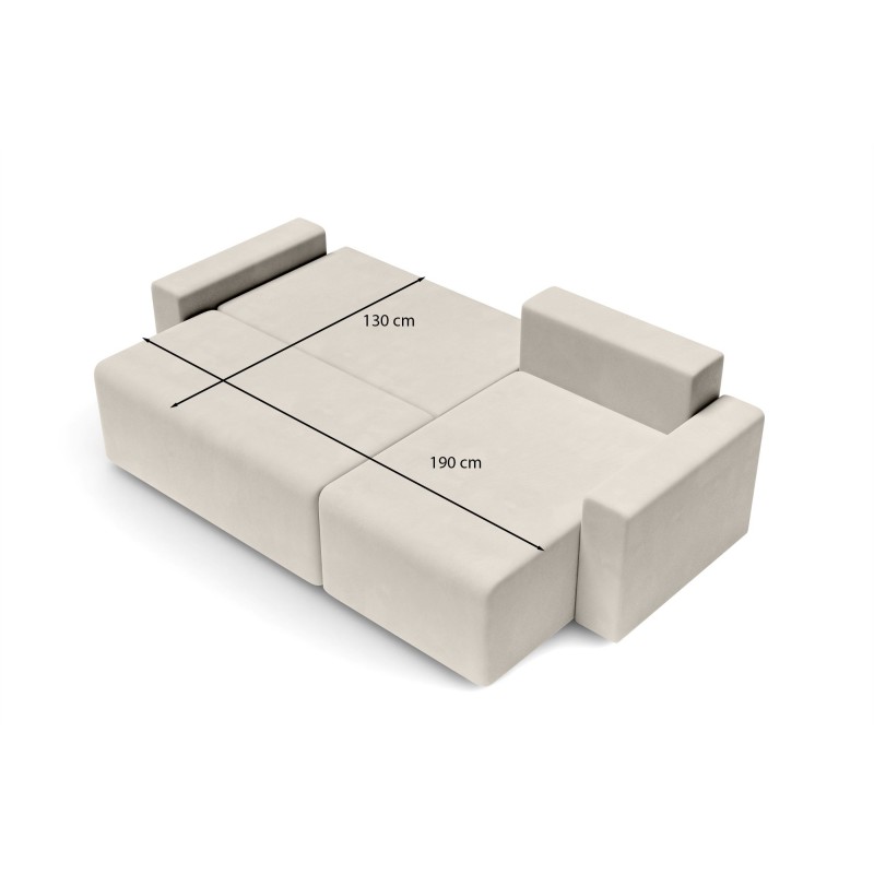 Canapé angle MAX convertible velours beige 4 places