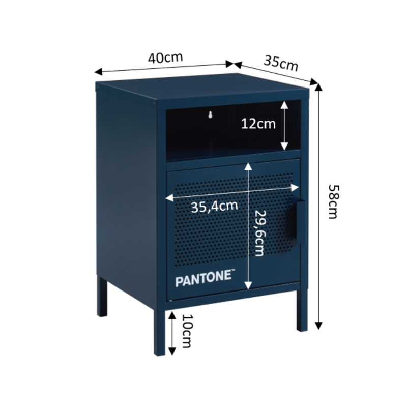 Table de chevet PANTONE métal bleu nuit 40cm