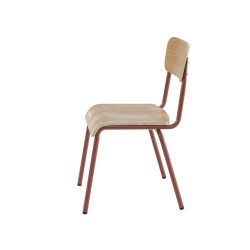 Lot de 2 chaises PANTONE terracotta et placage frêne pieds métal