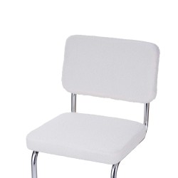 Lot de 2 tabourets JACK en tissu bouclette blanche avec pieds métalliques