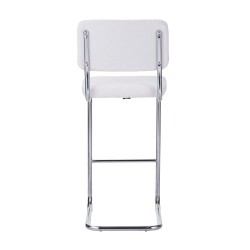 Lot de 2 tabourets JACK en tissu bouclette blanche avec pieds métalliques