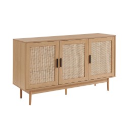 Buffet AMANA effet chêne et cannage rotin 130cm