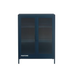 Buffet PANTONE bleu nuit portes en verre cannelé