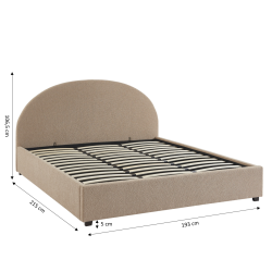 Lit coffre OLAF tissu bouclette beige 180x200 sommier inclus