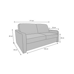 HORACE canapé convertible 3 places gris ardoise matelas Dunlopillo 140cm