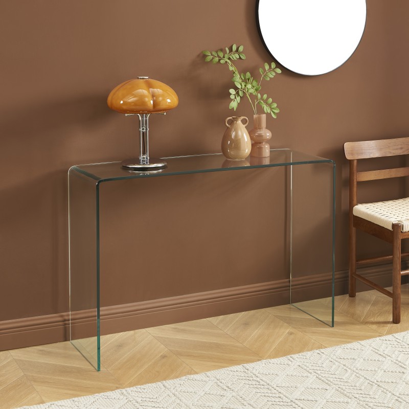 Console GINZA verre trempé transparent 110cm