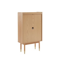 Meuble à chaussures LEON placage chêne et cannage rotin 70cm