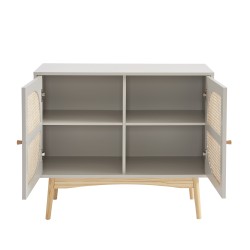 Buffet SIXTINE gris perle et cannage rotin 90cm