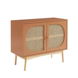 Buffet SIXTINE terracotta et cannage rotin 90cm