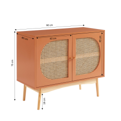Buffet SIXTINE terracotta et cannage rotin 90cm