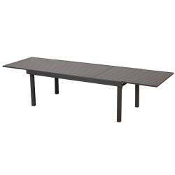 Ensemble table et chaises DINA 12 places en aluminium gris foncé avec plateau extensible