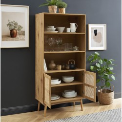 Bibliothèque INES effet chêne et cannage rotin 80cm