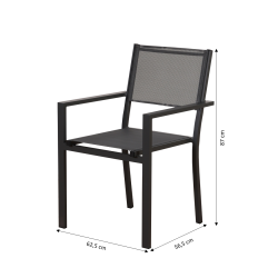 Ensemble repas DINA gris foncé 8 places en aluminium avec table extensible