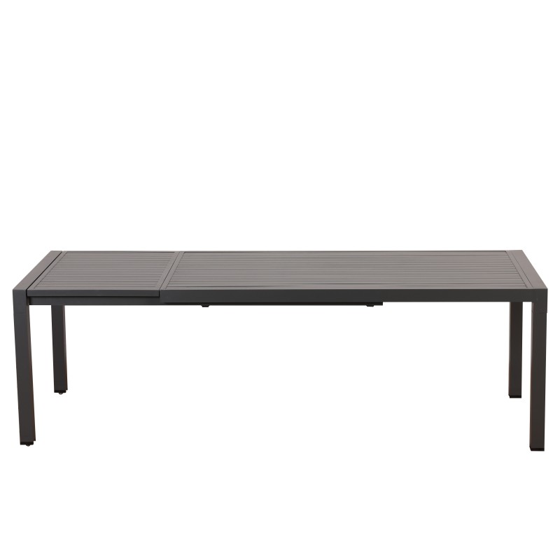 Ensemble repas DINA gris foncé 8 places en aluminium avec table extensible