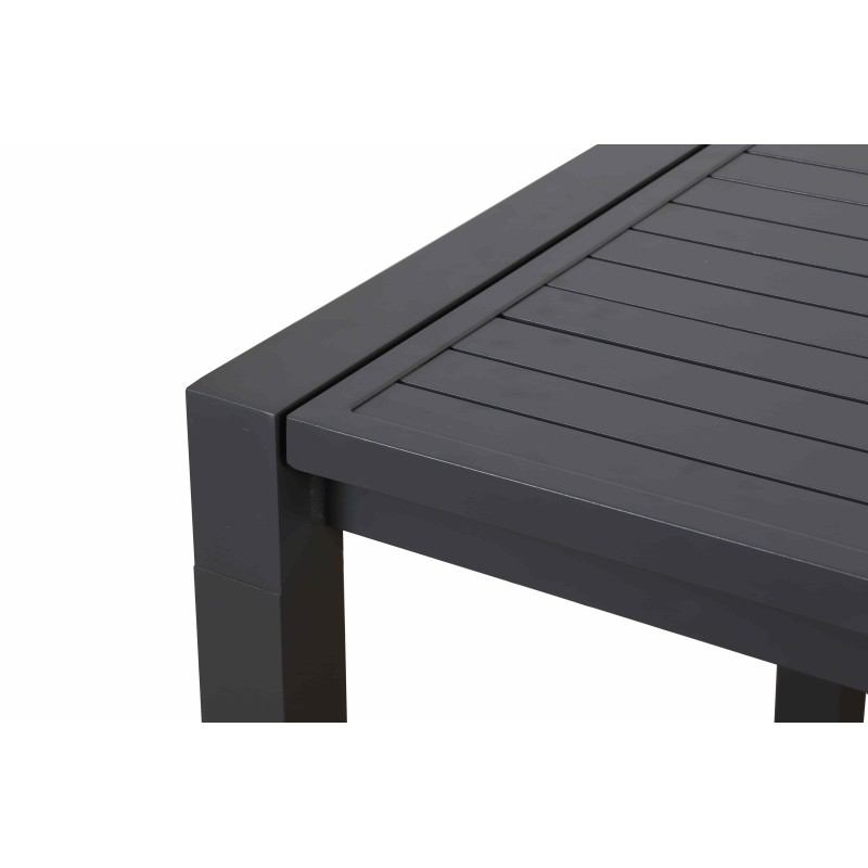Ensemble repas DINA gris foncé 8 places en aluminium avec table extensible