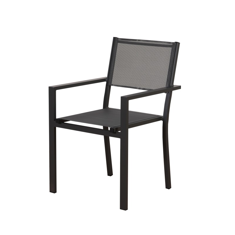 Ensemble repas DINA gris foncé 8 places en aluminium avec table extensible